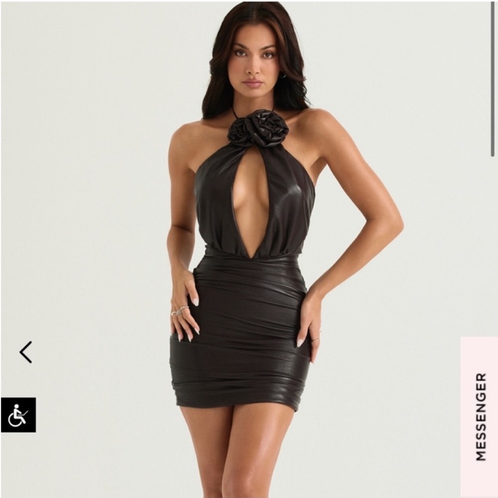 House of CB Olivia Bitter Chocolate Vegan Leather Mini Dress XL